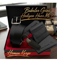 Aynı Gün Kargo - Hediye Paketli İsme Özel Hediye Seti Kemer Cüzdan Kartlık Anahtarlık