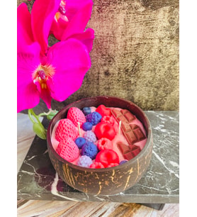 Hindistan cevizi Acai Bowl Tasarım Mum/ Handmade Acai Bowl Decorative Coconut Candle