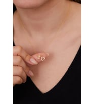925 Ayar Gümüş Zirkon Taşlı Kalp Model İ Harfi Kolye ELKSLVR7752 (Altın)