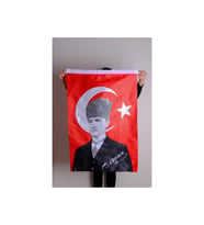 K.atatürk Imzalı Türk Bayrağı Raşel Kumaş Dijital Baskı 100x150