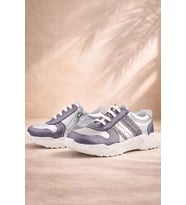 Rakerplus Hakiki Deri Platin Pembe Parlak Taşlı Kız Çocuk Sneakers Ayakkabı