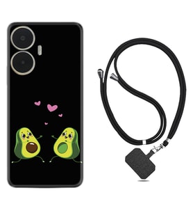 Realme C55 Kılıf Silikon Boyun Askılı İpli Desenli Silikon Aşık Avokadolar 1642