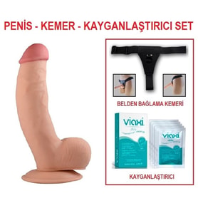 Lilitu Shop 20 cm Belden Bağlamalı Realistik Dildo Penis Set