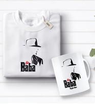 BK Gift Kişiye Özel Baba Godfather Tasarımlı Beyaz Tişört ve Kupa Seti-7 (Model 1)