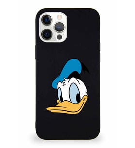 Apple iPhone 12 Pro Max Soft Premier Kapak Donald Duck-B Tasarımlı Silikon Kılıf - Siyah (Şeffaf)