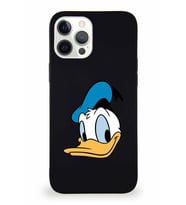 Apple iPhone 12 Pro Max Soft Premier Kapak Donald Duck-B Tasarımlı Silikon Kılıf - Siyah (Şeffaf)