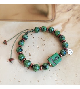 Vaoov 925 Ayar Gümüş Jade ve Hematit Taşlı Çapa Erkek Bileklik
