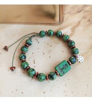 Vaoov 925 Ayar Gümüş Jade ve Hematit Taşlı Çapa Erkek Bileklik
