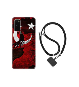 Samsung Galaxy S20 Fe Kılıf Desenli Silikon Boyun Askılı Wolf And Moon 2 1381