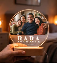 Babalar Günü Hediyesi Kişiye Özel Fotoğraflı LED Gece Lambası – İsim Yazılı Ahşap Kaideli Baba Hediyesi