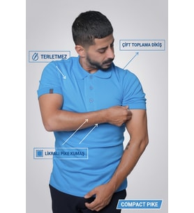 LUXIC CORE Erkek Polo Yaka Tişört Likralı Pike Kumaş Slim Fit