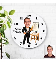 Karikatürlü Mimar Erkek Kişiye Özel Duvar Saati