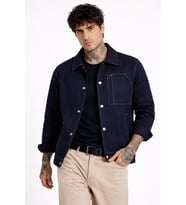 Erkek Dikiş Detaylı Oversize Gabardin Mevsimlik Ceket & Mont (Lacivert)