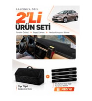 e-biz TOYOTA AURIS E180 (2012-2018) Uyumlu Torpido Örtüsü + Tay Tüyü Bagaj Çantası - Siyah - TO006