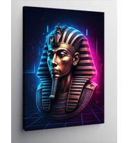 Kanvas Tablo Neon Işıklı Mısır Firavunu Figürü