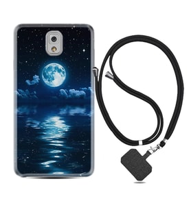 Samsung Note 3 4 5 8 9 20 Ultra 10 Lite Kılıf Boyun Askılı Silikon Night Moon 1133