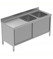 Electrolux Professional Dolaplı Evyeli Tezgah, 2 Evyeli (600x500 Mm), Sol Damlalıklı, 2 Kayar Kapılı - 1800 Mm, Plus GLG1826SXP
