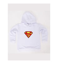Superman baskılı kapüşonlu pamuklu kumaş çocuk sweatshirt (Beyaz)