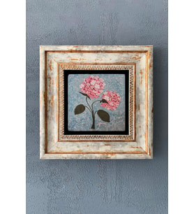 Pembe Ebru Sanatı Çerçeveli Taş Tablo 20 x 20 cm