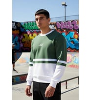 Erkek Bisiklet Yaka Standart Kol Panelli Sweatshirt %61 Pamuk %39 Polyester Fonksiyonel Şık