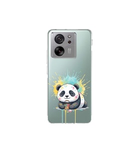 Xiaomi Mi 13T Pro ile Uyumlu Splash Panda Tasarımlı Şeffaf Silikon Kılıf