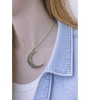 Otantik Desenli Ay Figürlü Gümüş Renk Bohem Unisex Kolye – 60 cm