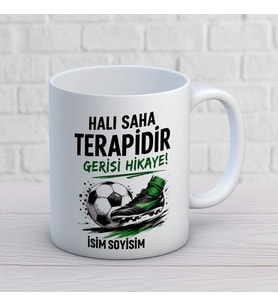 Kişiye Özel Futbol Sever Halı Saha Terapidir Yazılı İsimli Seramik Kupa