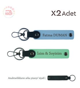 Doktora 14 Şubat Sürprizi, İsim & Soyisim Kişiselleştirilmiş 2’li Anahtarlık, Yeşil-Gök Mavi-Siyah