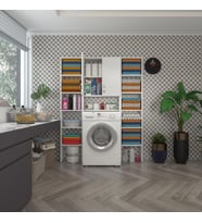 Kenzlife çamaşır makinesi dolabı veronikamaksduble byz 180*126*20 banyo arkalıksız raflı (Karışık)