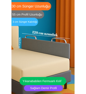 Yatella Yeni Nesil Yatak Bariyeri 120 cm Gri - Telalı