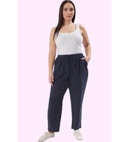 Kadın Geniş Paça Relaxed Pantolon Düz Desen Uzun Boy Yüksek Bel Yaz Aylarının Vazgeçilmezi (Lacivert)