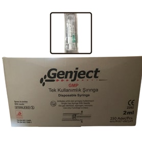 GENJECT - 2 ML 2PARÇA YEŞİL KISA İĞNELİ 16MM VETERİNER ENJEKTÖRÜ - 250 ADET