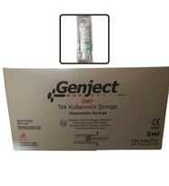 GENJECT - 2 ML 2PARÇA YEŞİL KISA İĞNELİ 16MM VETERİNER ENJEKTÖRÜ - 250 ADET