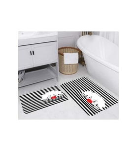 Rovigo Home Dijital Baskılı 2'li Banyo paspas Takımı RVG5264 (Siyah)