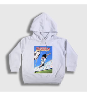 Presmono Unisex Çocuk Beyaz Shoot Futbol Anime Kaptan Captain Tsubasa Kapüşonlu Sweatshirt 326818tt