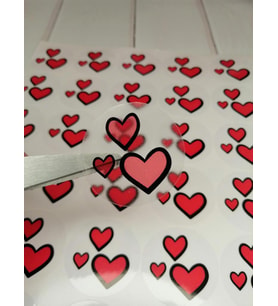 Kalp Sticker Etiket Şeffaf 4 cm 70 adet -T299