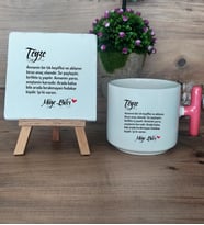Teyze Hediye Seti Kupa Bardak T Kulplu ve Dekoratif Taş Teyzeye Doğum Günü Hediyesi (Model 4)
