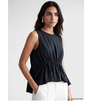 LCW Vision Siyah Bisiklet Yaka Peplum Bluz