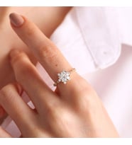 Camdaki Kız Altın Tektaş Yüzük 14K (Çok Renkli)