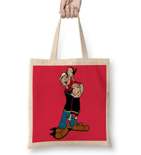 Popeye Temel Reis Bez Çanta Uzun Saplı