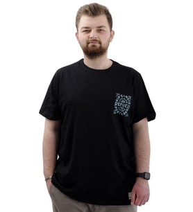 Mode XL Büyük Beden Erkek Tişört Bisiklet Yaka Baskılı Cep Detaylı T-Shirt REFUEL U24053 Siyah