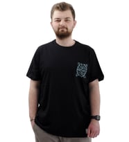 Mode XL Büyük Beden Erkek Tişört Bisiklet Yaka Baskılı Cep Detaylı T-Shirt REFUEL U24053 Siyah