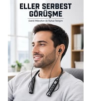 600 Saat Kullanım Süreli Boyun Tipi Bluetooth Kulaklık Mikrofonlu Dijital Göstergeli Kablosuz Kulak