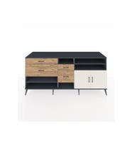 Kronos Konsol 5 Raflı 4 Çekmeceli 2 Kapaklı 220x59x99 Antrasit-Aytaşı/Çam
