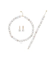 Para İnci Kolye Bileklik Küpe Üçlü Set (Rose)