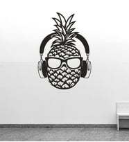 Dekoratif Gözlüklü Ananas Mdf Tablo (Siyah)