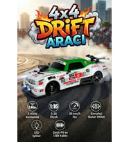 Uzaktan Kumandalı Şarjlı 4x4 Drift Arabası 1:16 Işıklı Buhar Efektli RC Yarış Arabası