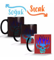 Skull Kuru Kafa Sihirli Kupa Bardak Porselen