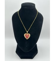 Arnes Jewelry Çelik Zirkon Taşlı Kalpli Kolye (Gold)