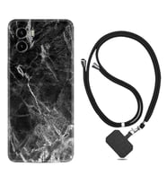 Vivo Y15S Y32 Y33S Y51 Y53S Kılıf Boyun Askılı Silikon Kara Mermer 1375